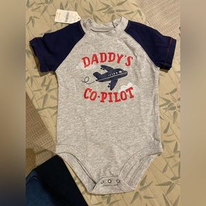 Gymboree grey + navy + red onesie